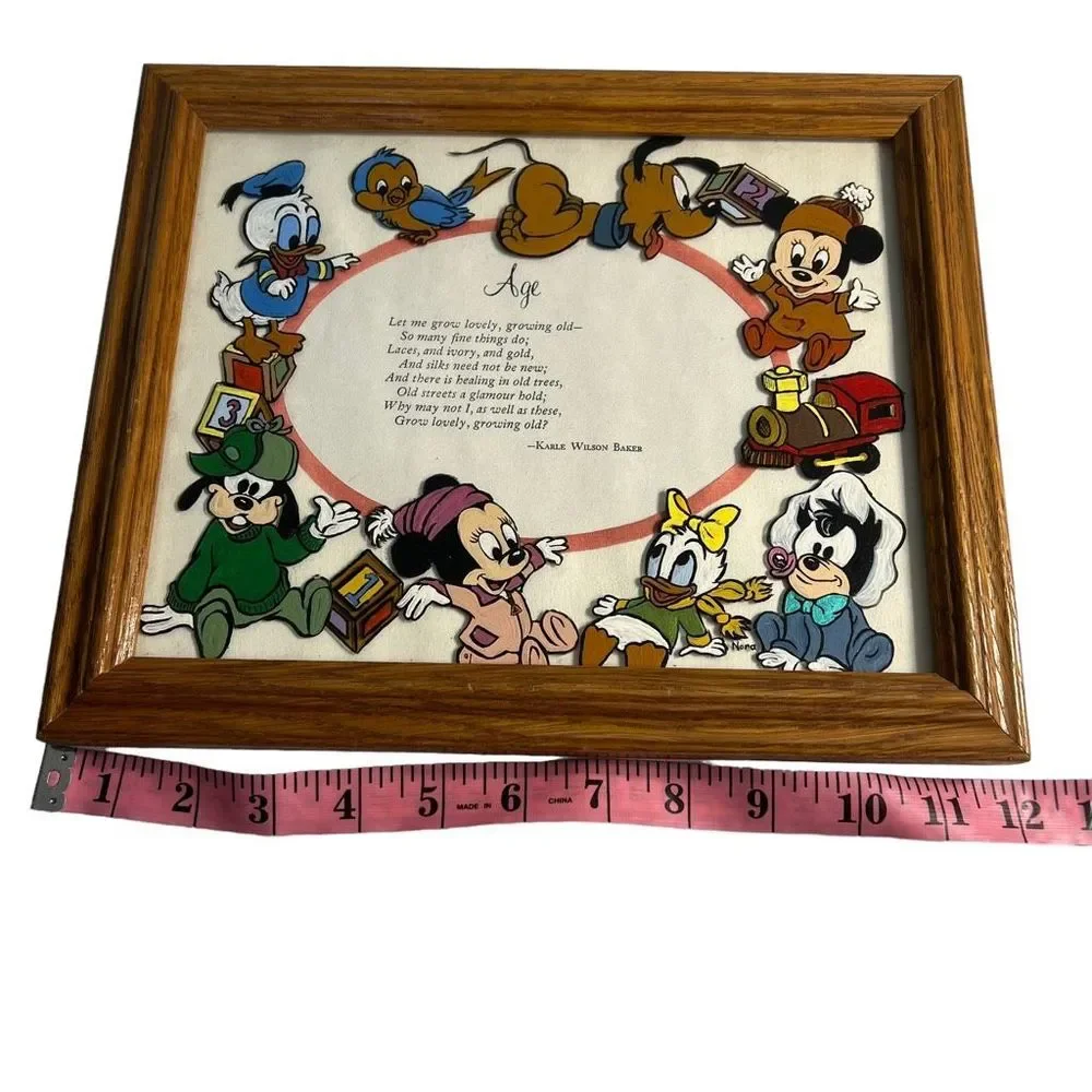 Nursery Decor Wall Hanging Framed Poem With‎ Hand Painted Disney Babies 9.5